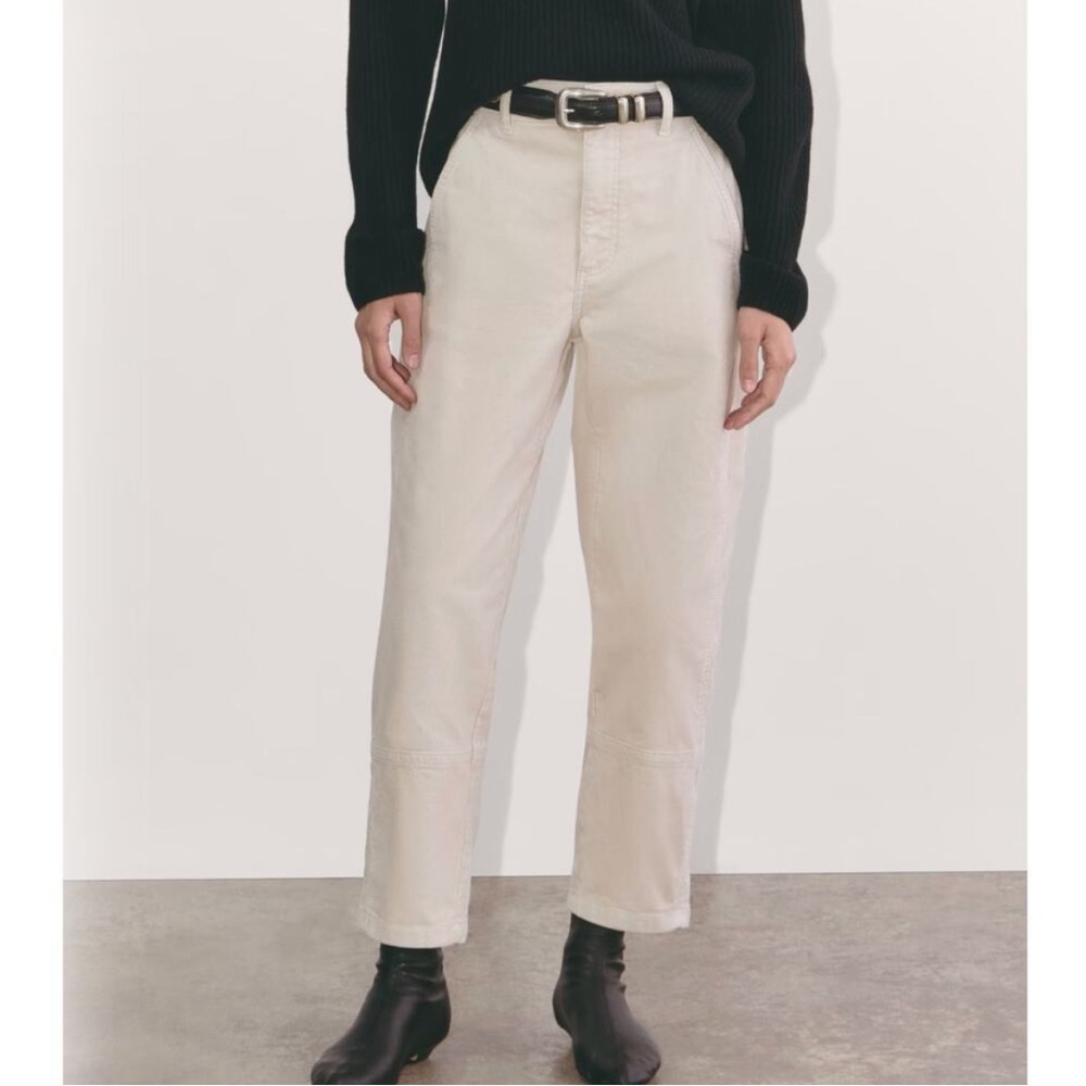 Everlane utility barrel pants in bone ivory denim curve jeans summer vacation 8